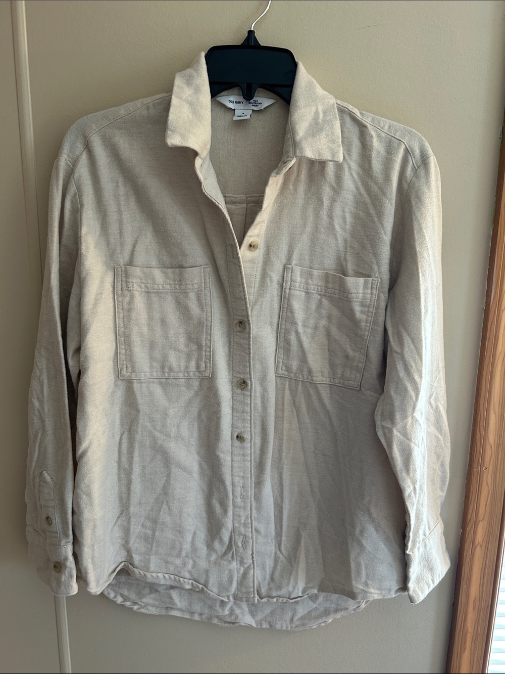 Old Navy Cream Button-Down Utility Shirt